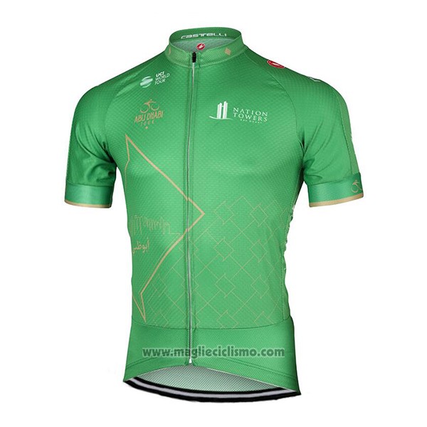2017 Abbigliamento Ciclismo Abu Dhabi Tour Verde Manica Corta e Salopette